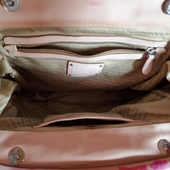 Prada XL bag beige peach Pink orange Leather double handle Tote tie dyed edition - Picture 11 of 16